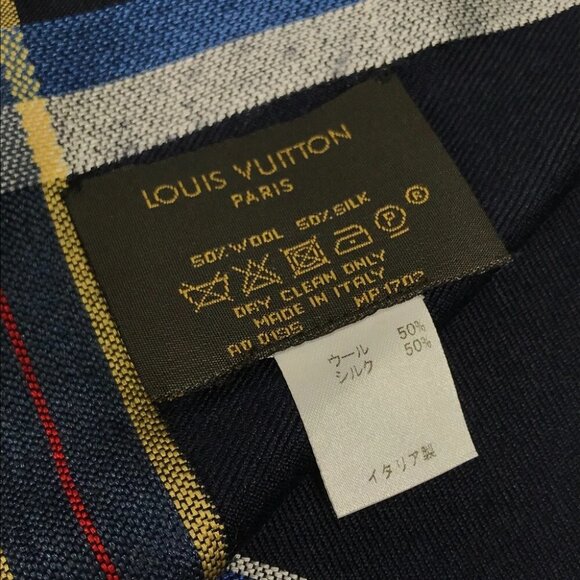 LOUIS VUITTON MP1702 LV logo Large fringe shawl scarf Stole/Shawl - Picture 7 of 15